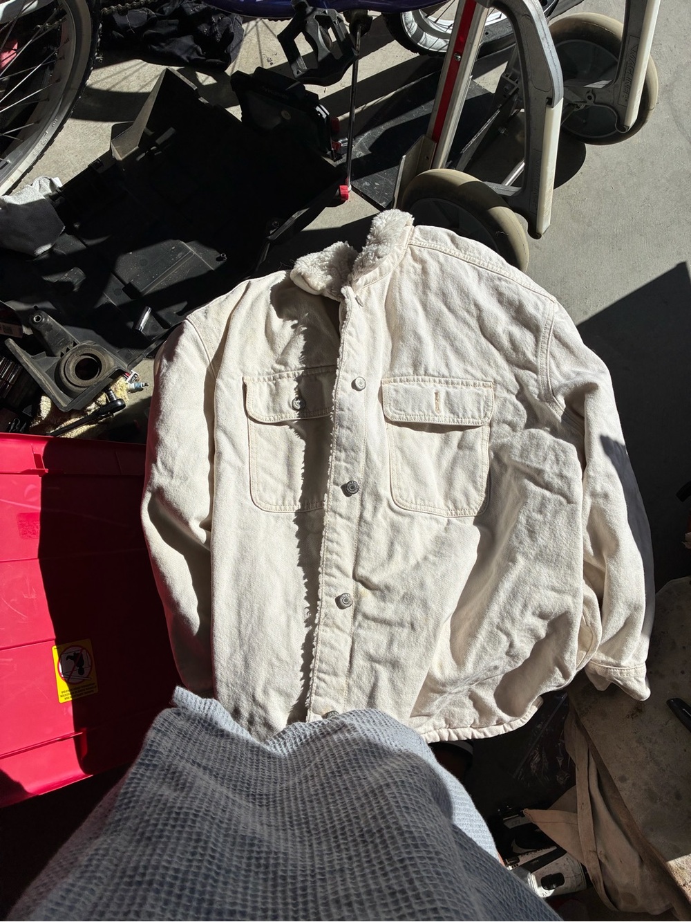 Old Navy Cream Sherpa-Lined Button-Front Jacket